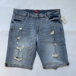 Guess Men's Eco Abby Denim Shorts Light Blue Size 38